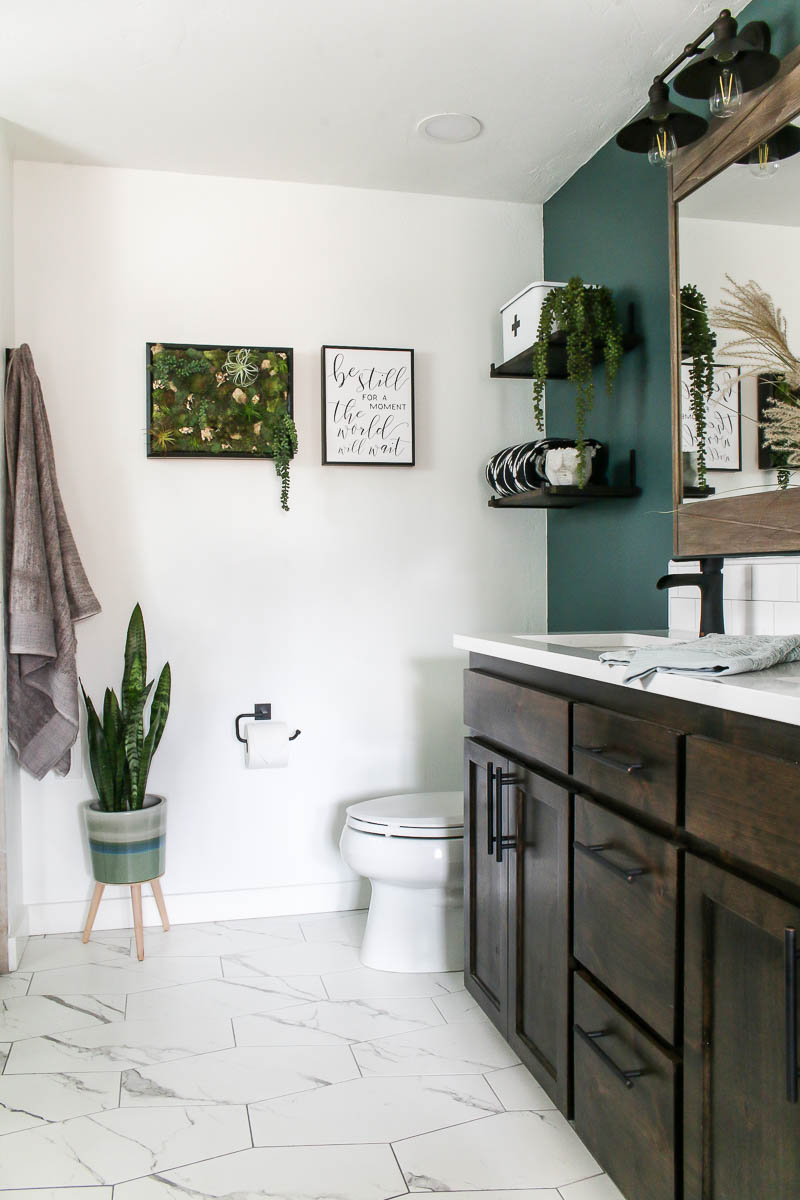 Bathroom remodel with tile floors