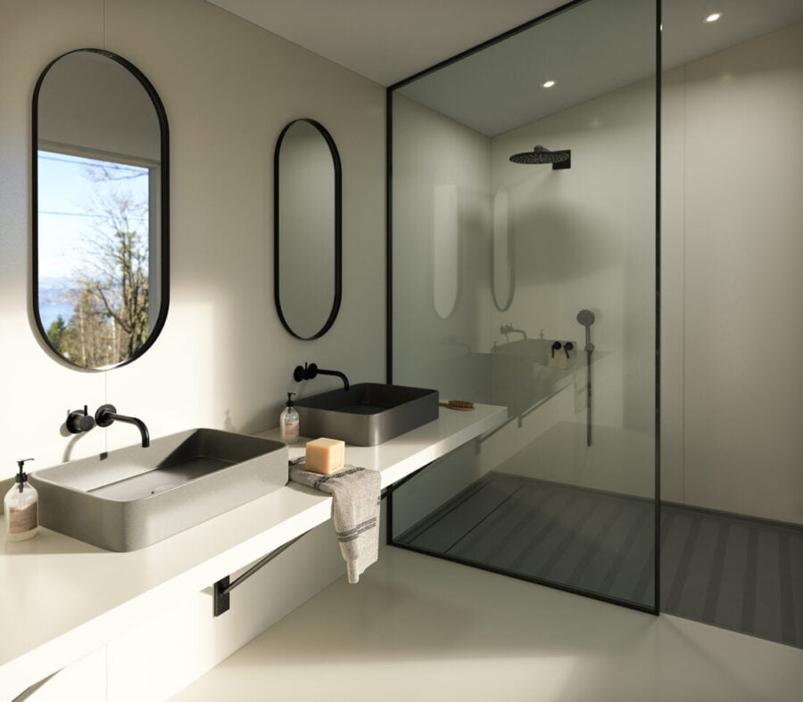 Cincel Grey bathroom vanity by Silestone from the Sunlit Days collection