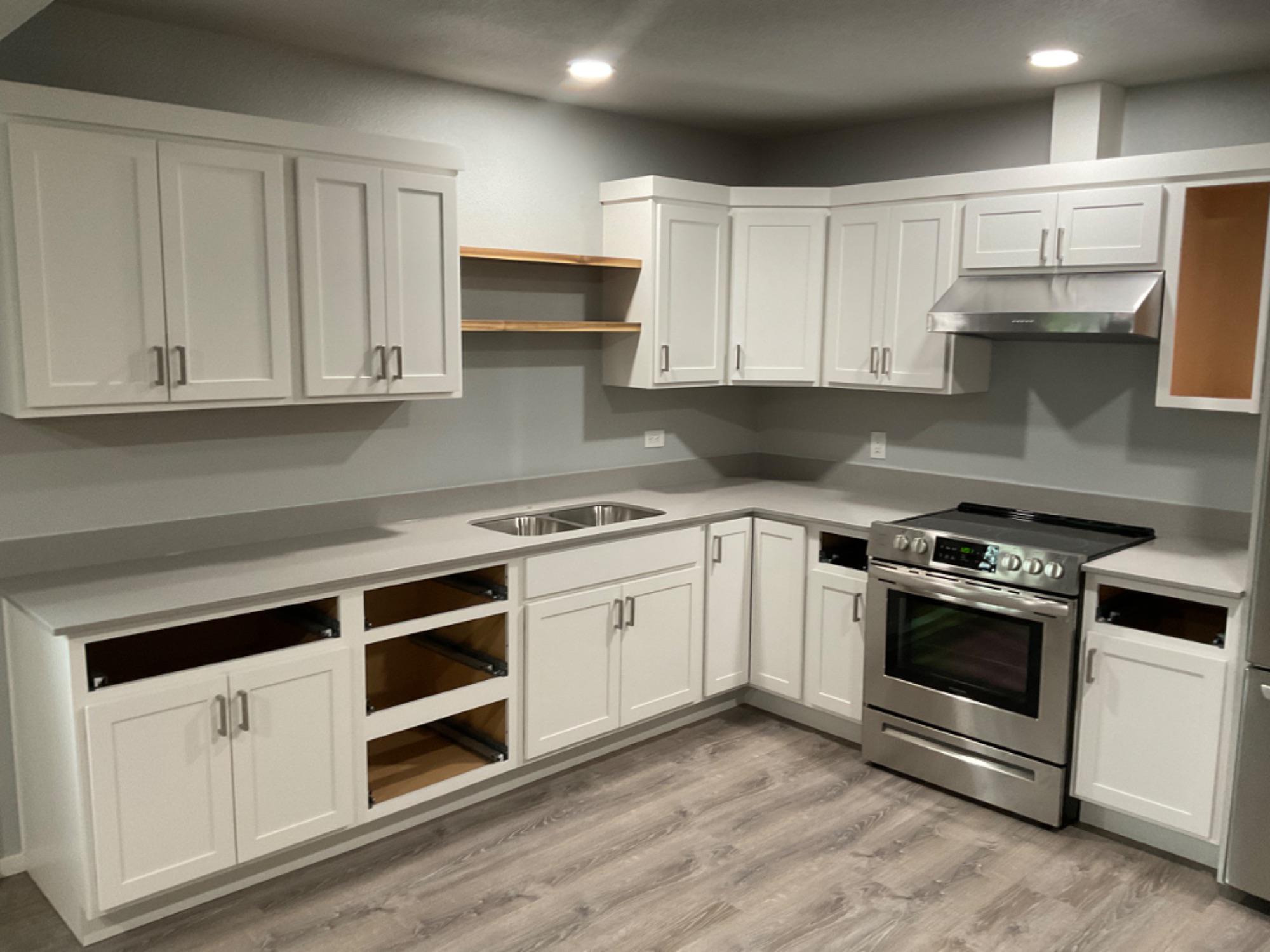 One Quartz Simply Grey quartz kitchen