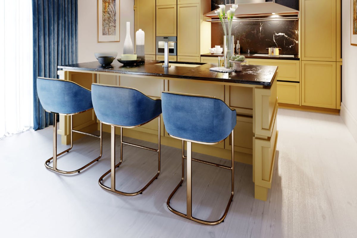 Blue and Gold Kitchen Bar Stools