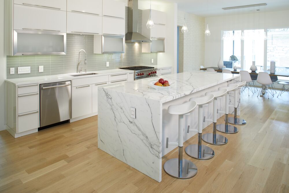 Calacatta marble kitchen island