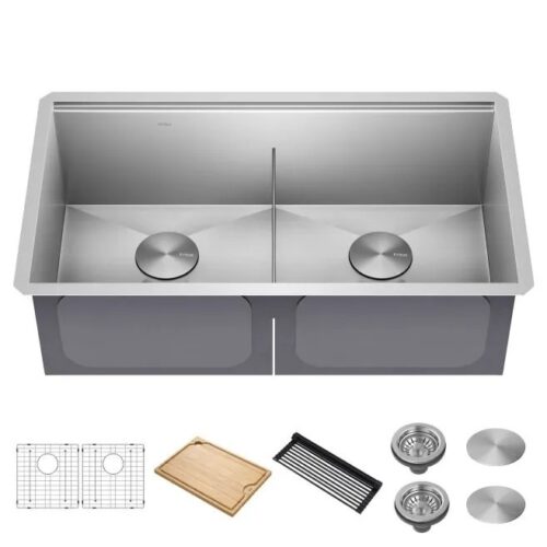 Kraus undermount double bowl workstation sink KWU112-33