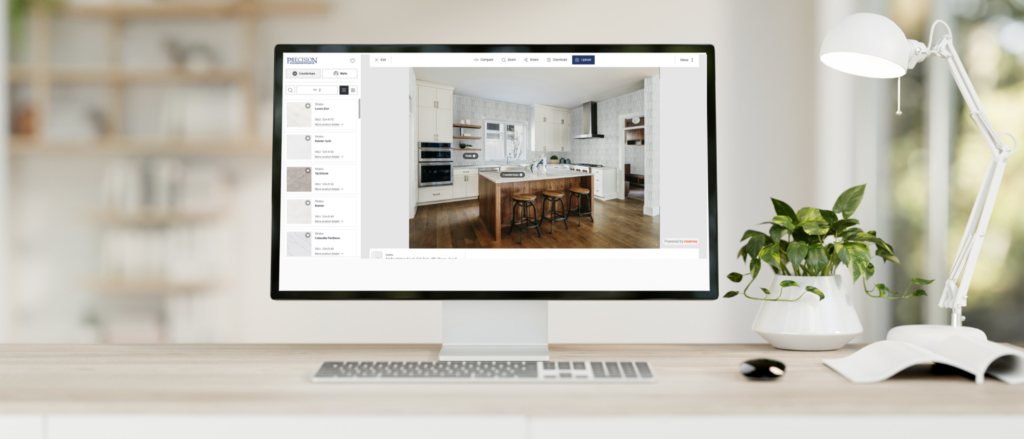 Visualizer on computer screen on desk