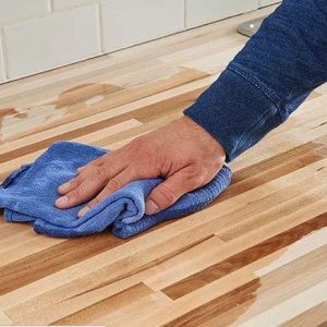 applying mineral oil to butcher block countertops
